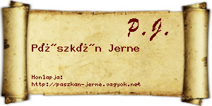 Pászkán Jerne névjegykártya